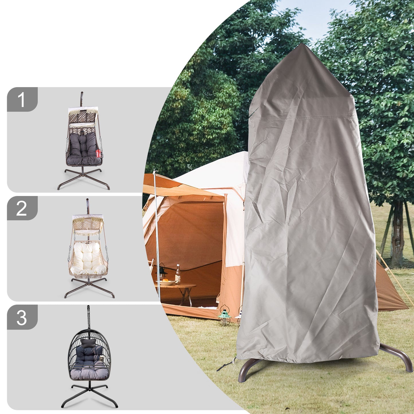 Hanging Egg-Shaped Swing Chair with Handrail and Cup Holder