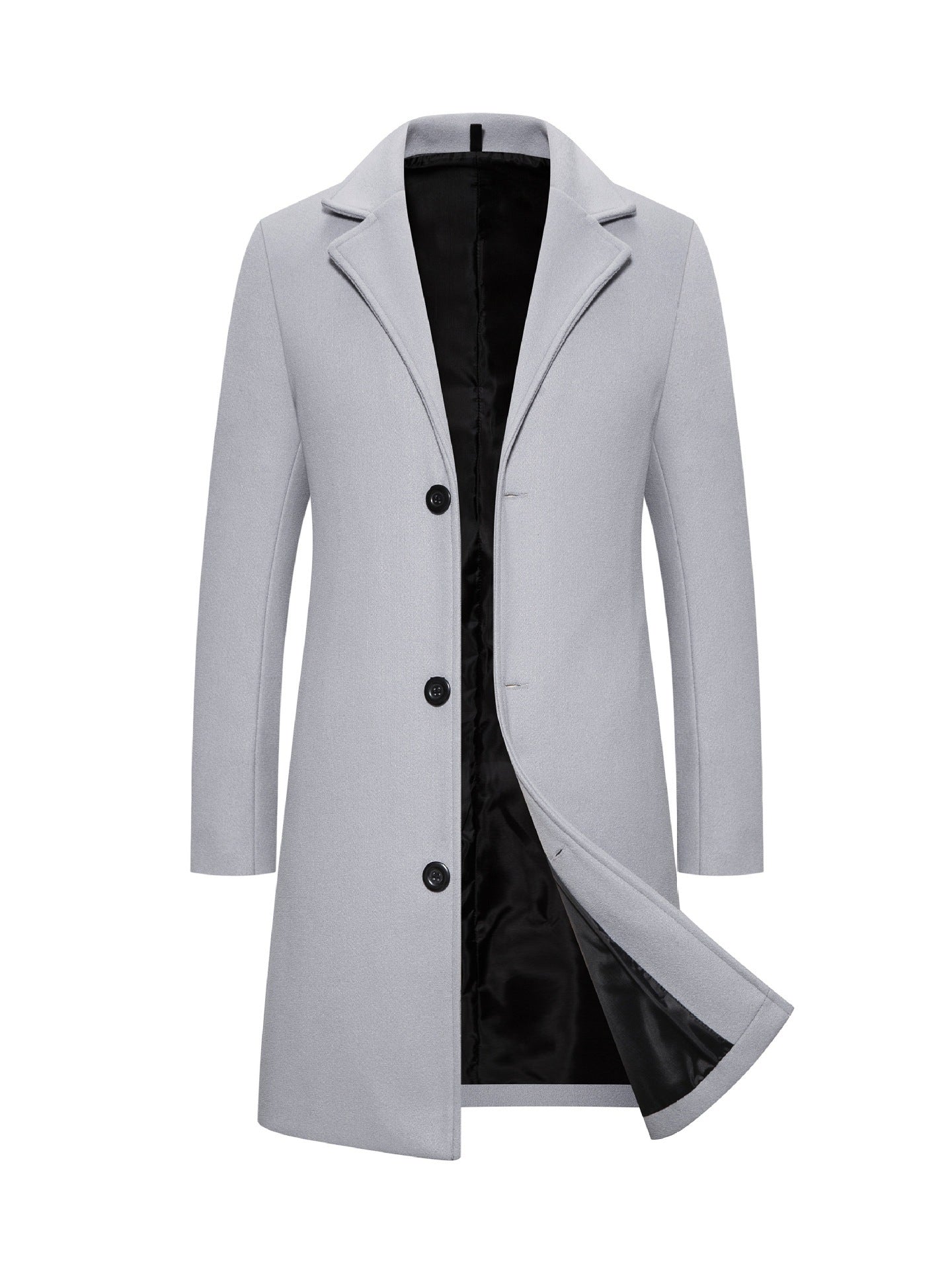 Men's Slim Medium Length Wool Trench Coat