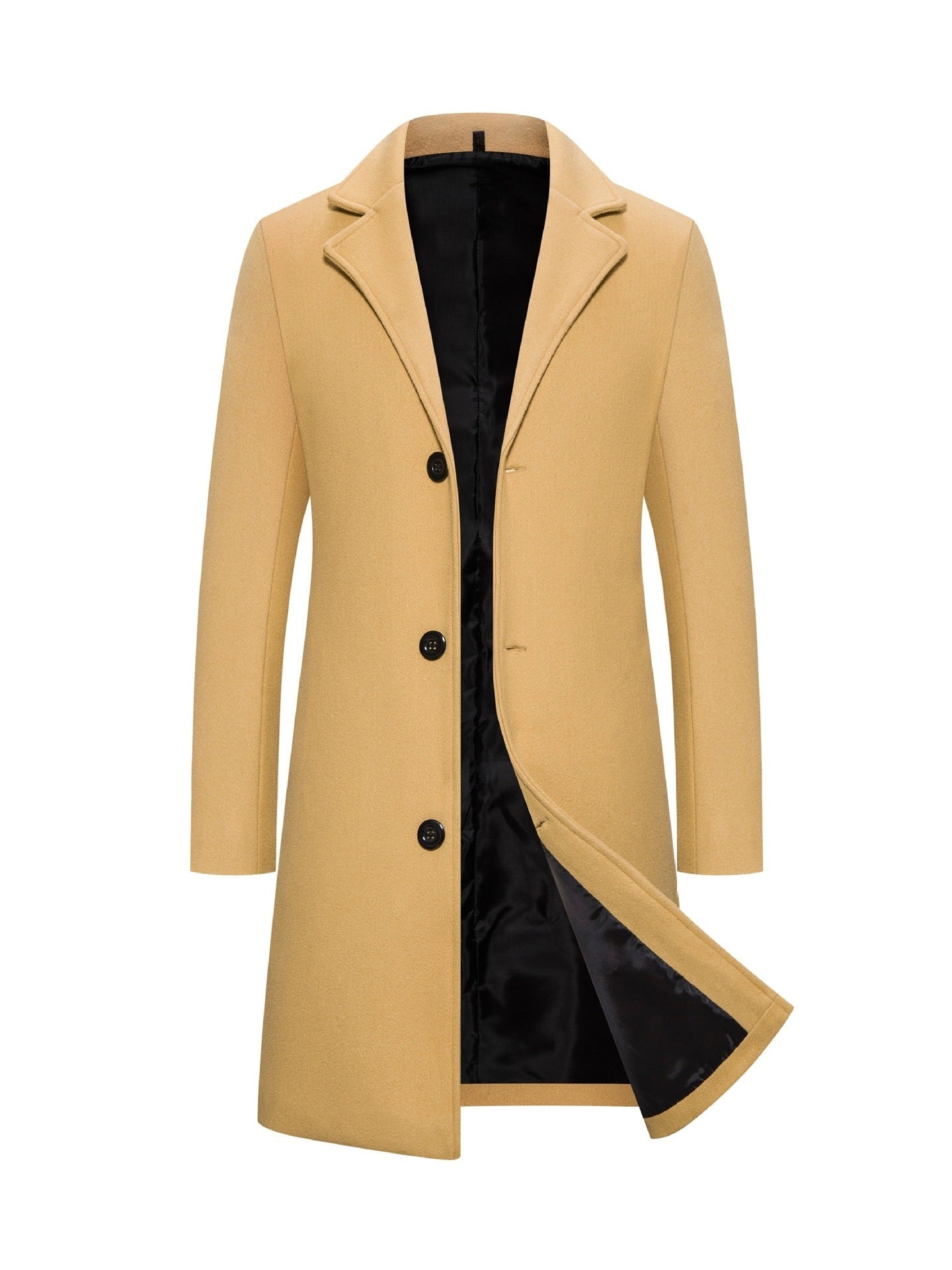 Men's Slim Medium Length Wool Trench Coat