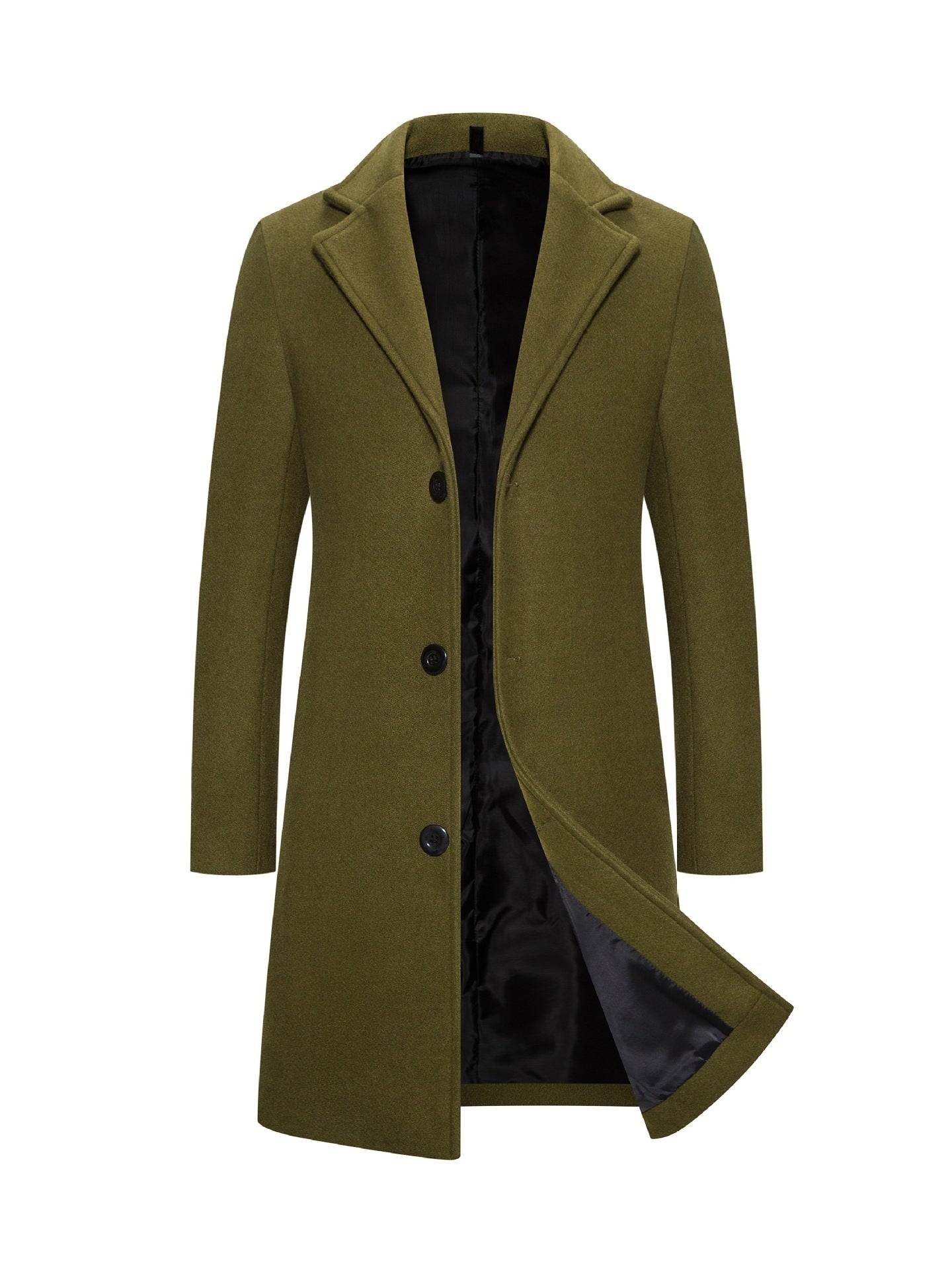 Men's Slim Medium Length Wool Trench Coat